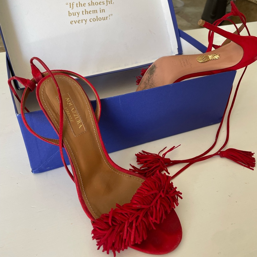 Red heel sandal , comfy , only worn 4 times , great condition